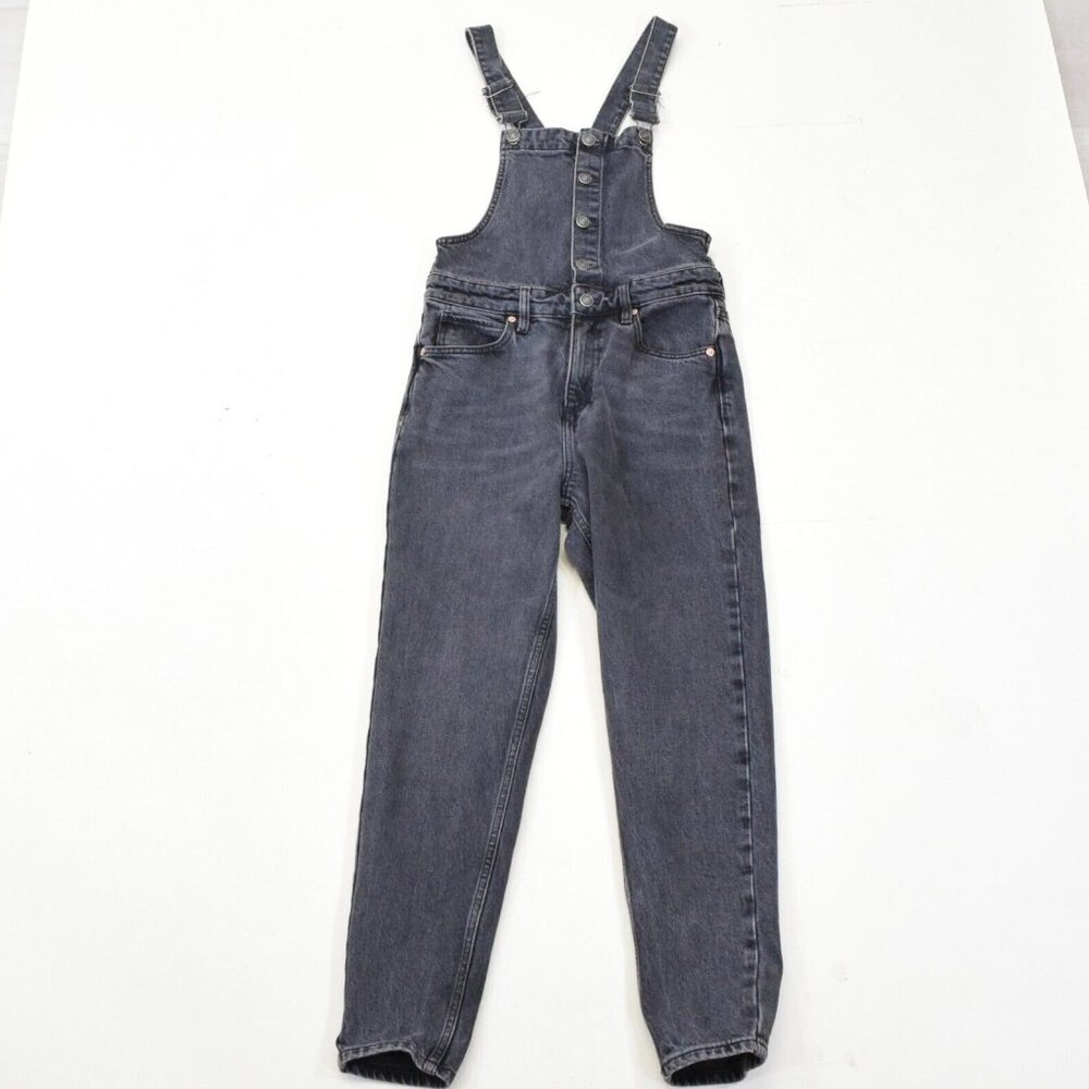 Free People Washed Black Stretch Denim Ankle Length Overalls - Picture 6 of 11